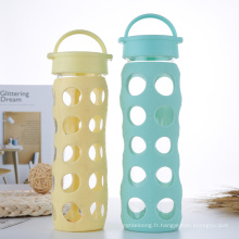 Bouteille d&#39;eau en verre sans BPA avec manchon en silicone